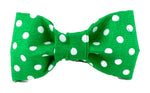 Dog Bow Tie - White Polka Dots on Green Thumbnail