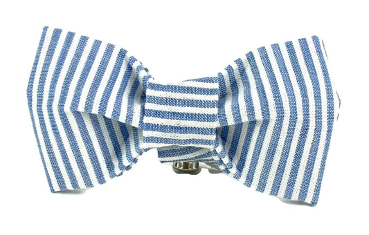 Dog Bow Tie - Blue and White Stripes