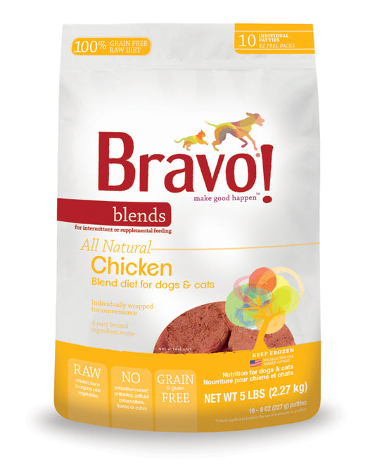 Bravo Frozen Dog Food - Chicken Patties 5lb