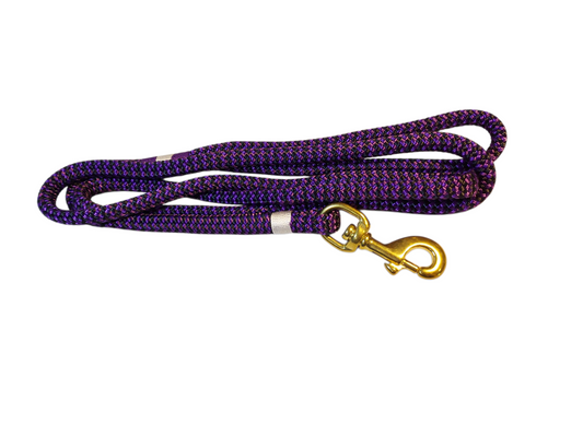 6ft  Nautical Rope Dog Leash – Black & Purple