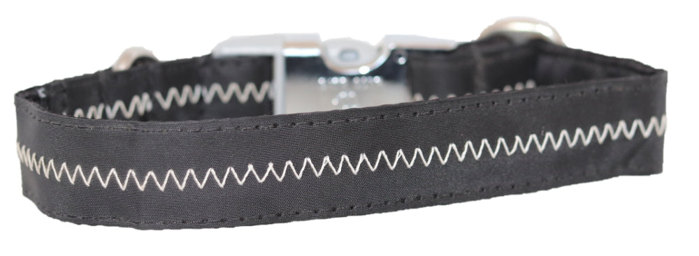 1” Sailcloth Dog Collar - Black w/ White Stitching