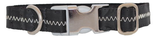 1” Sailcloth Dog Collar - Black w/ White Stitching