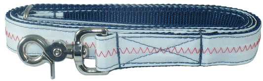 1” x 6ft Sailcloth Dog Leash – White with Orange Stitching