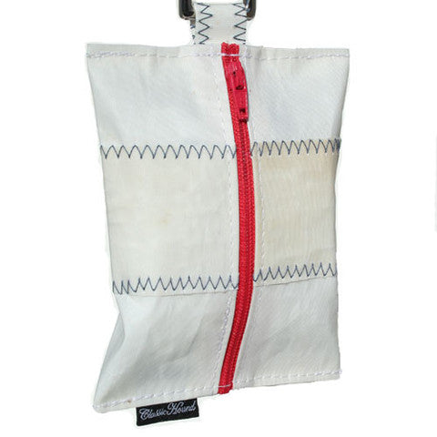 Sailcloth Poop Bag Holder - White with Blue Stitching