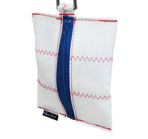 Sailcloth Poop Bag Holder - White with Red Stitching