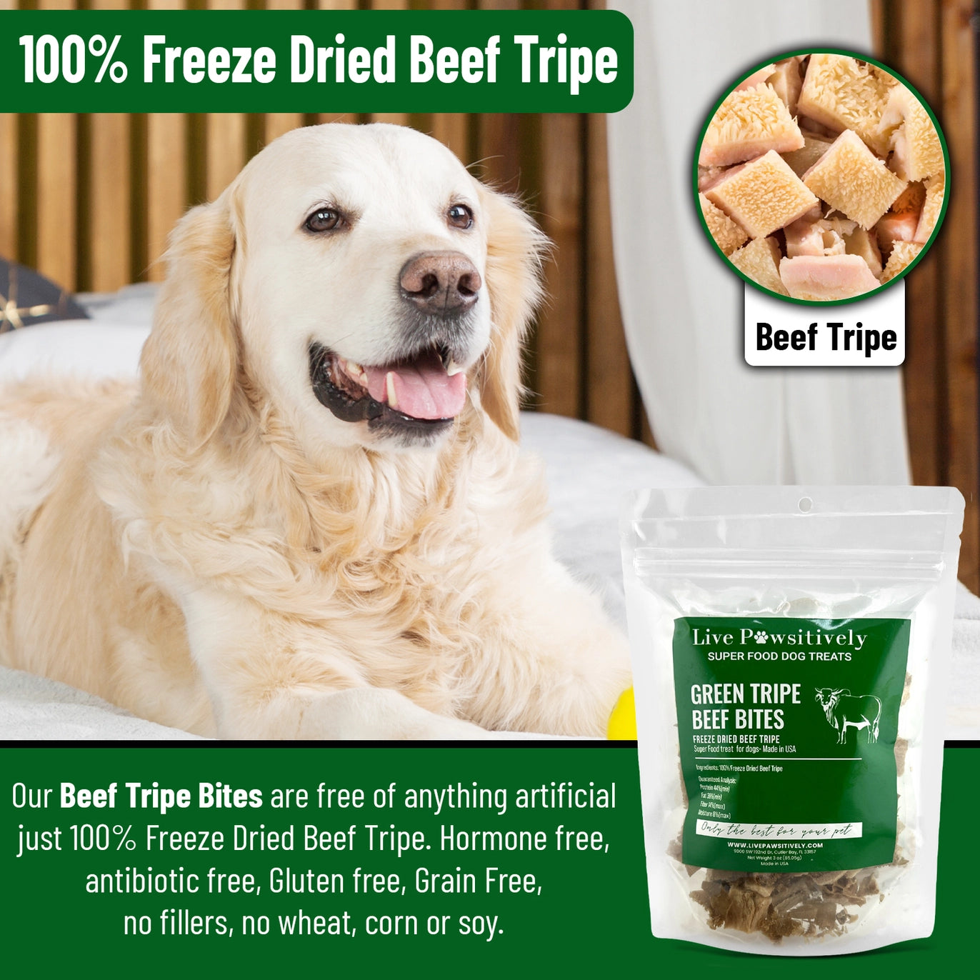 Green Tripe Beef Bites - 3.0oz