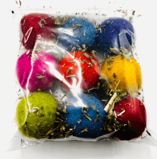 Felted Catnip Woolball - 9 Small Balls