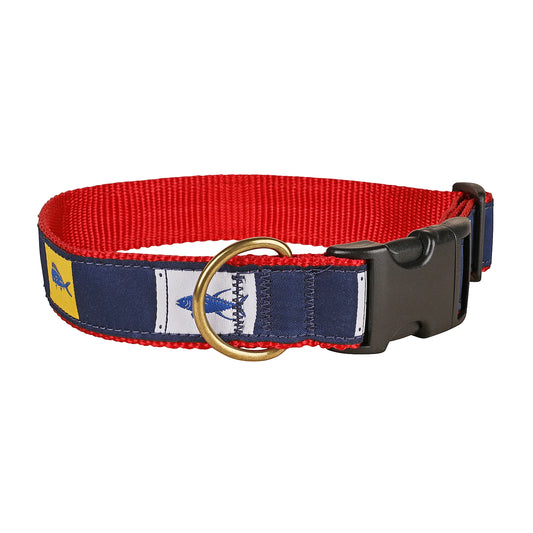 1.25” Ribbon Dog Collar – Fish Flags