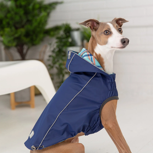 CLEARANCE: GF Pet Reversible Dog Rain Coat - Navy Blue - 2XS, XS, MD