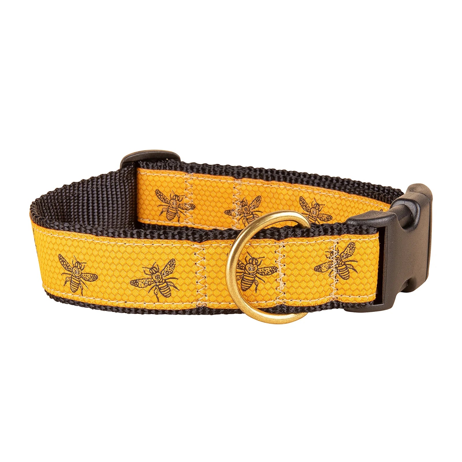 1.25” Ribbon Dog Collar – Honey Bees