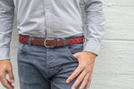 Leather Tab and Ribbon Belt - Red Buffalo Plaid Thumbnail