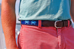 Leather Tab and Ribbon Belt - Blue Crabs Thumbnail