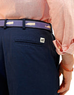 Leather Tab and Ribbon Belt - Moby Whale - Blue Thumbnail