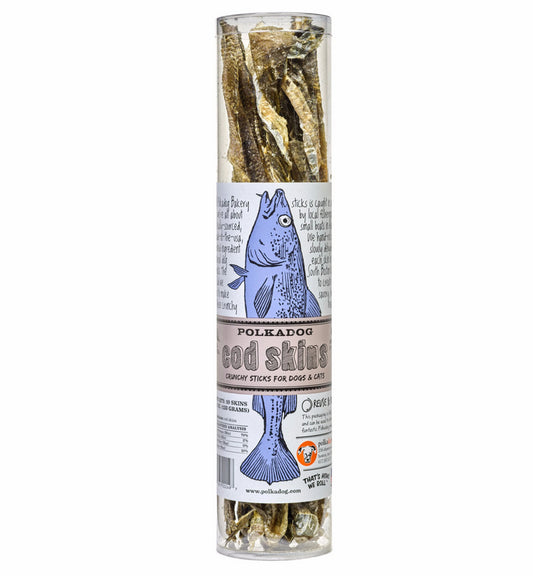 Polka Dog Crunchy Single-Ingredient Dog Treat - Cod Skins - 4.7oz Tube