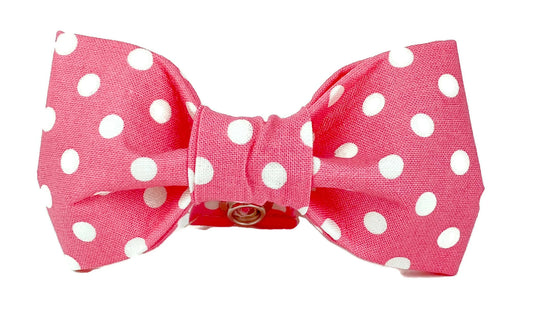 Dog Bow Tie - White Polka Dots on Pink