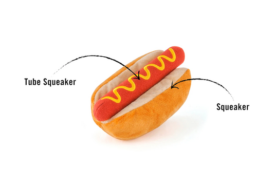 Stuffed Dog Toy - Crinkle Hot Dog