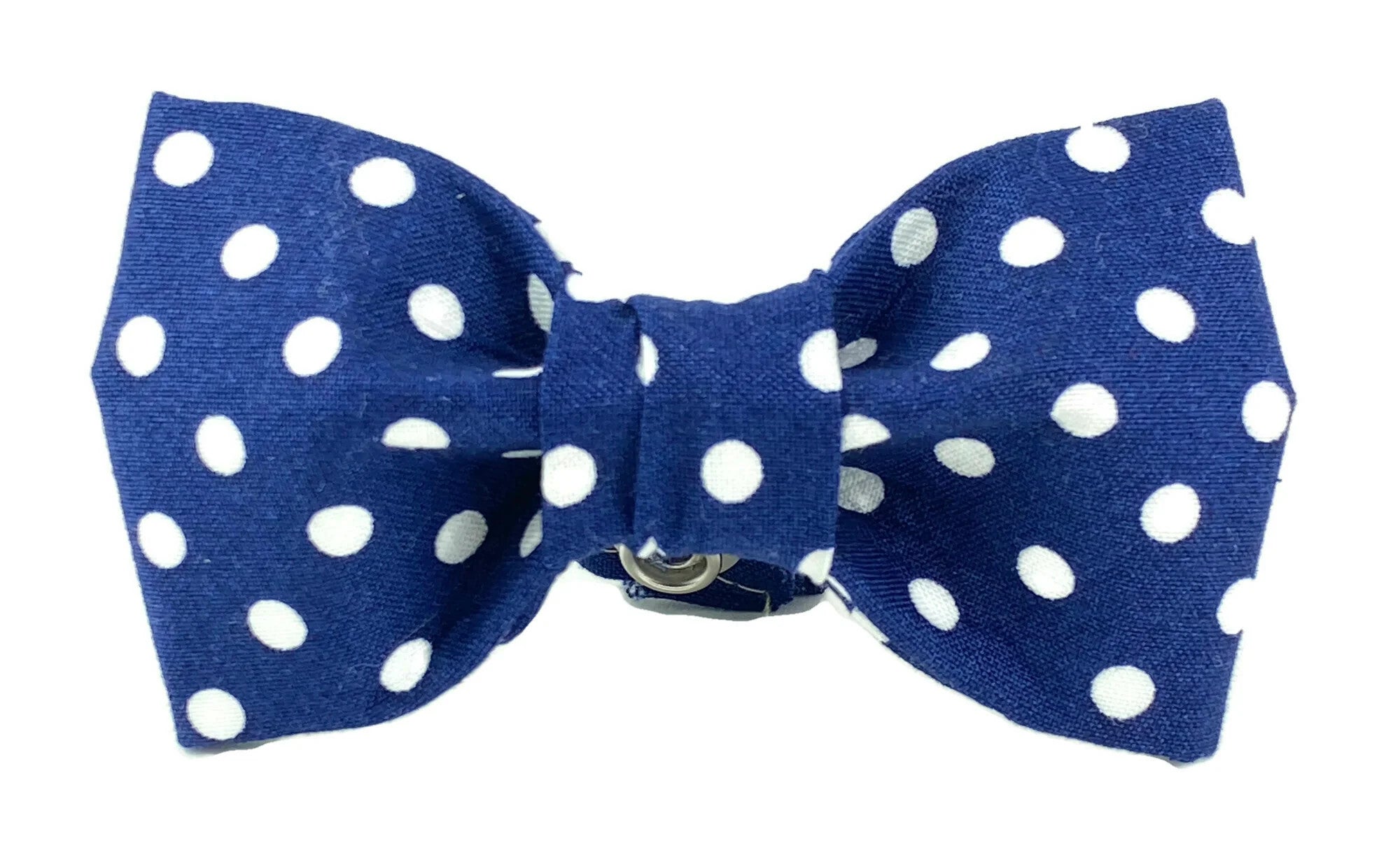 Dog Bow Tie - White Polka Dots on Navy Blue