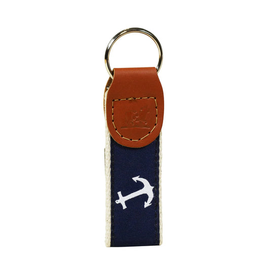 Key Fob – White Anchor on Navy Blue