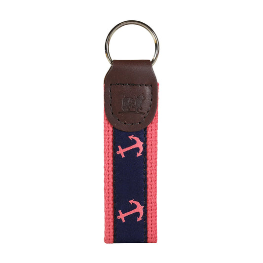 Key Fob – Pink Anchor on Navy Blue