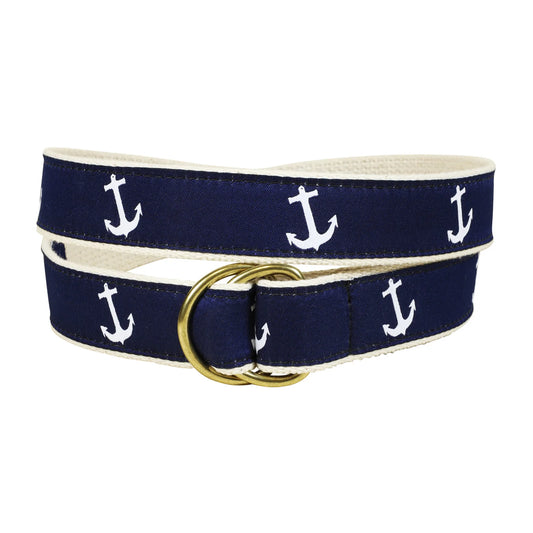 D-Ring Belt - Anchor, White and Blue