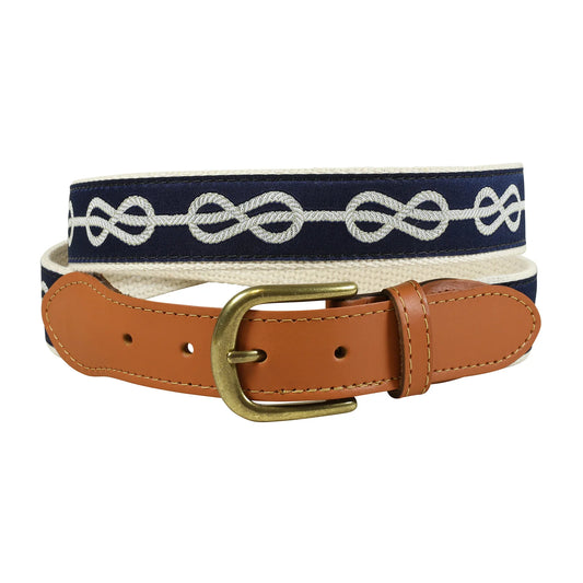 Leather Tab and Ribbon Belt - Classic Knot