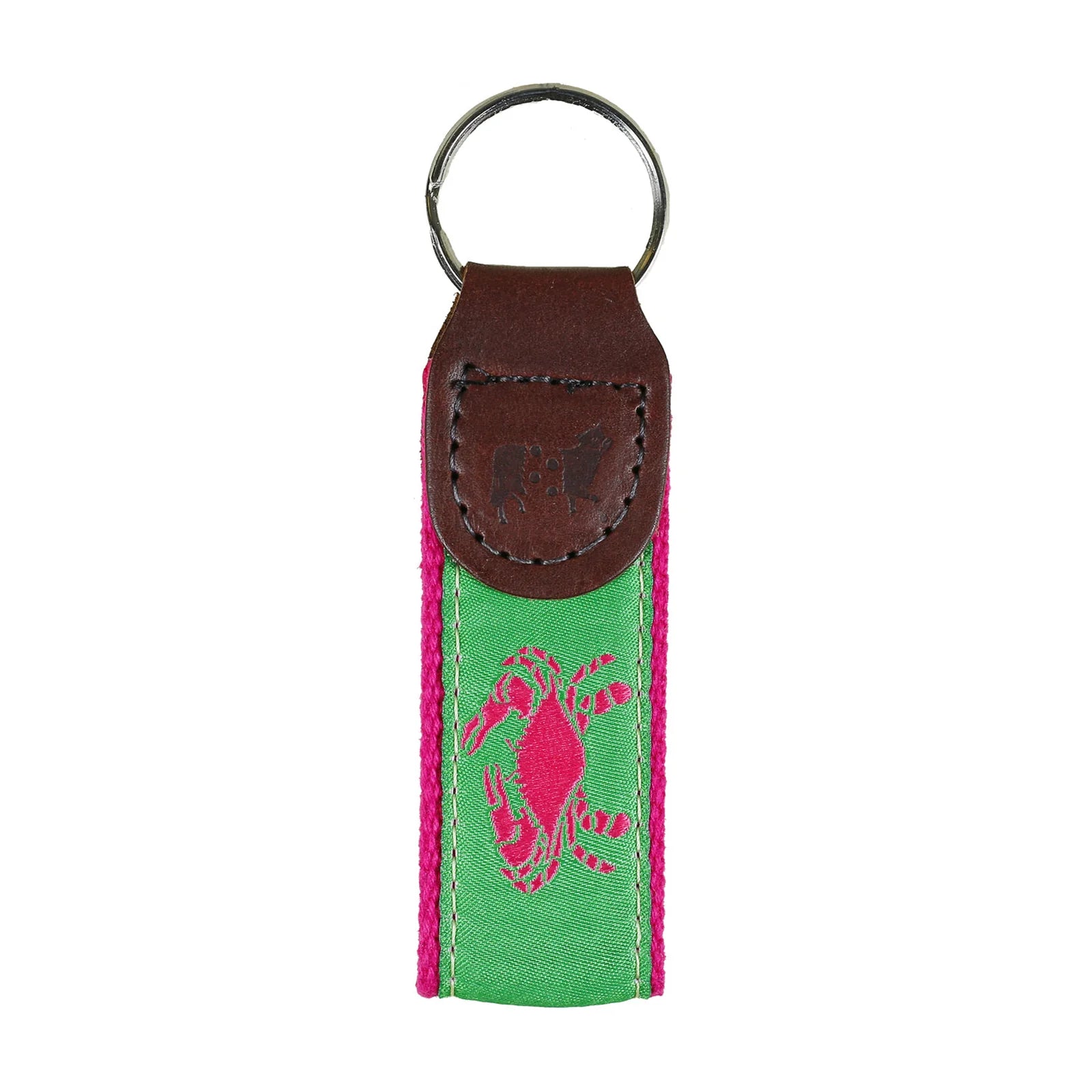 Key Fob – Pink Crab on Lime Green