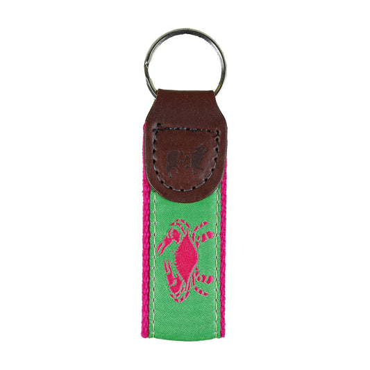 Key Fob – Pink Crab on Lime Green