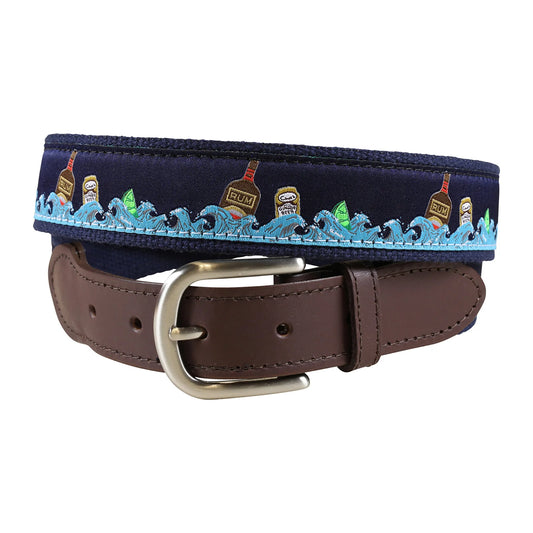 Leather Tab and Ribbon Belt - Dark & Stormy