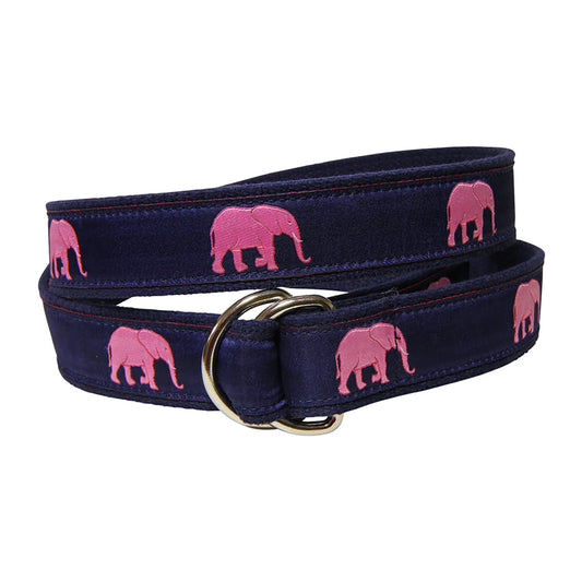 D-Ring Belt - Pink Elephants