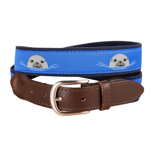 Leather Tab and Ribbon Belt - Harbor Seals