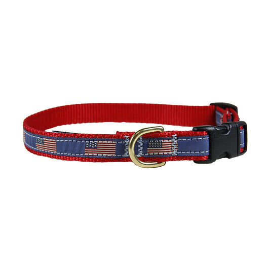 5/8” Ribbon Dog Collar – Historic American Flags
