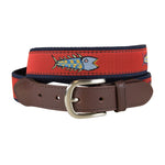 Leather Tab and Ribbon Belt - Hopkins Fish - Red Thumbnail