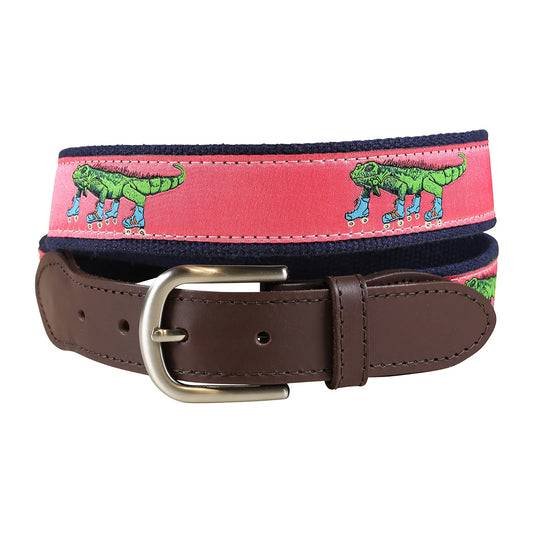 Leather Tab and Ribbon Belt - Iguana's on Roller Skates