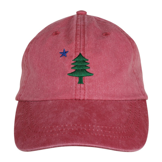 Baseball Hat – Maine Tree & Star on Red