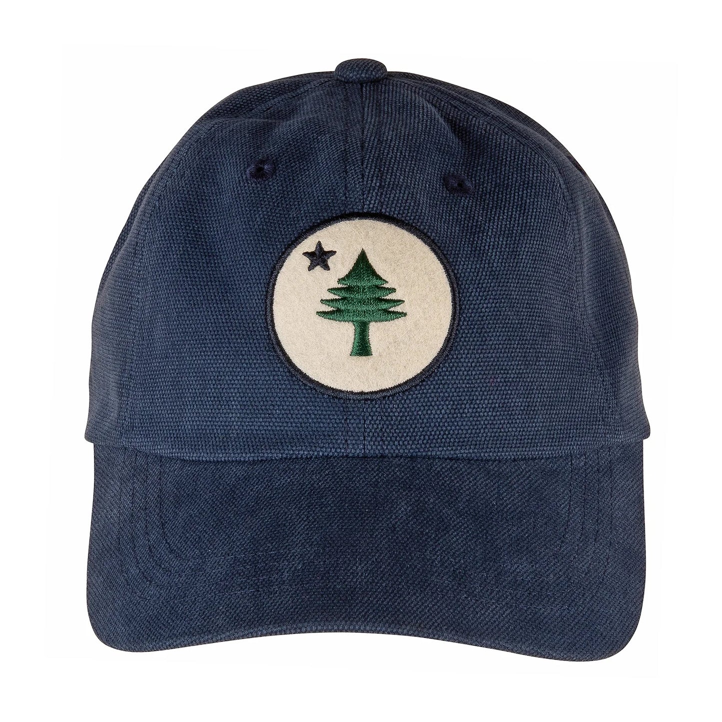 Baseball Hat – Maine Tree & Star on Canvas - Navy Blue