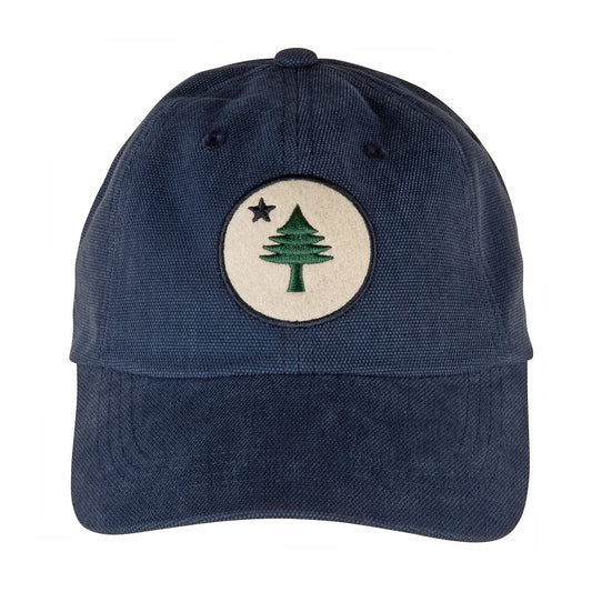 Baseball Hat – Maine Tree & Star on Canvas - Navy Blue