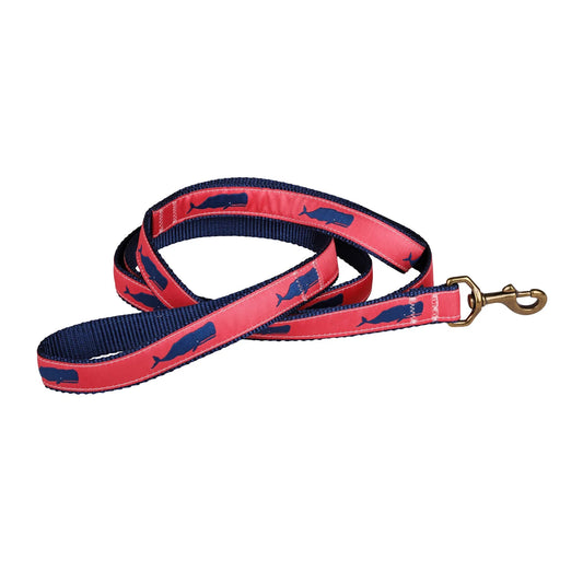 1” x 6ft Traffic Dog Leash – Moby Whale, Pink