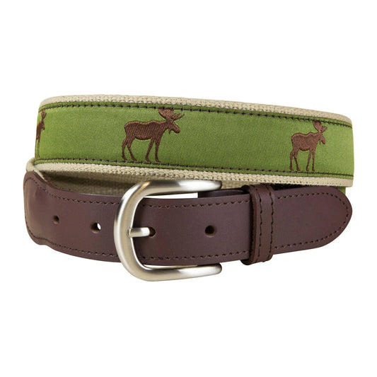 Leather Tab and Ribbon Belt - Moose
