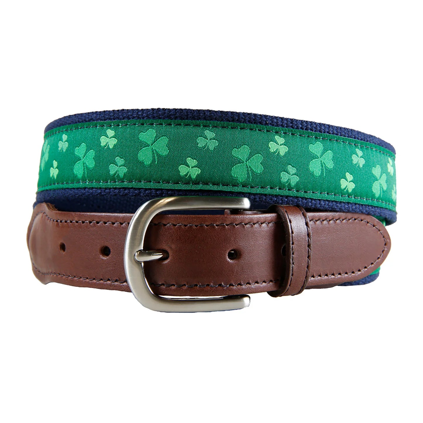 Leather Tab and Ribbon Belt - Shamrock