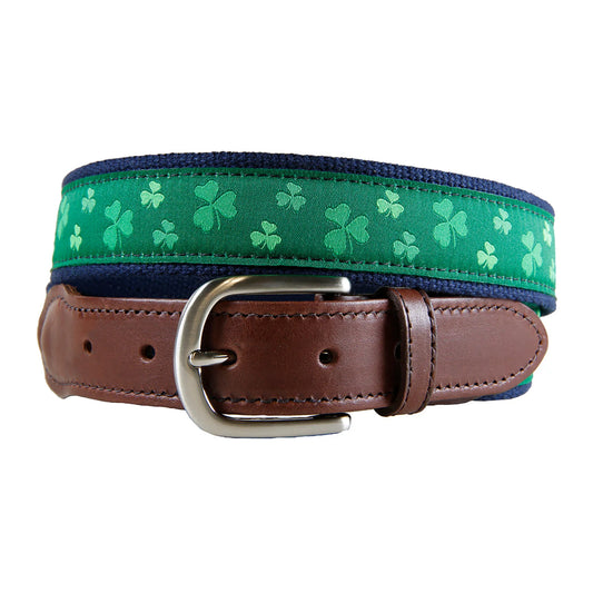Leather Tab and Ribbon Belt - Shamrock