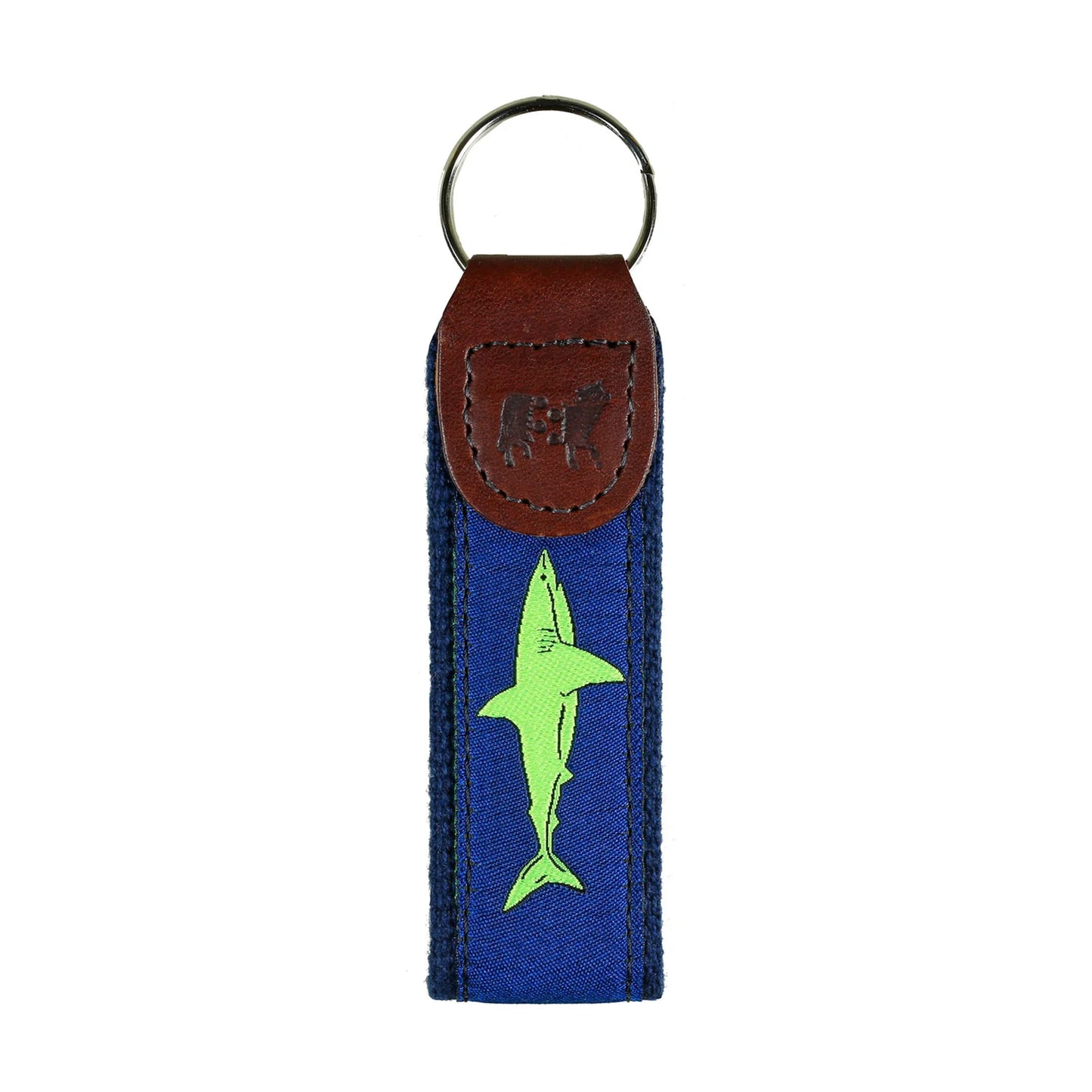 Key Fob – Lime Green Shark on Navy Blue