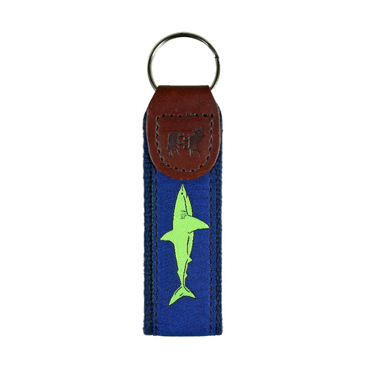 Key Fob – Lime Green Shark on Navy Blue