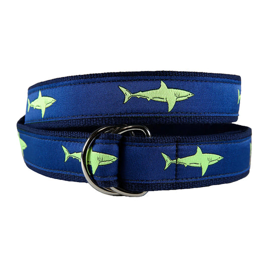 D-Ring Belt - Lime Shark on Navy Blue