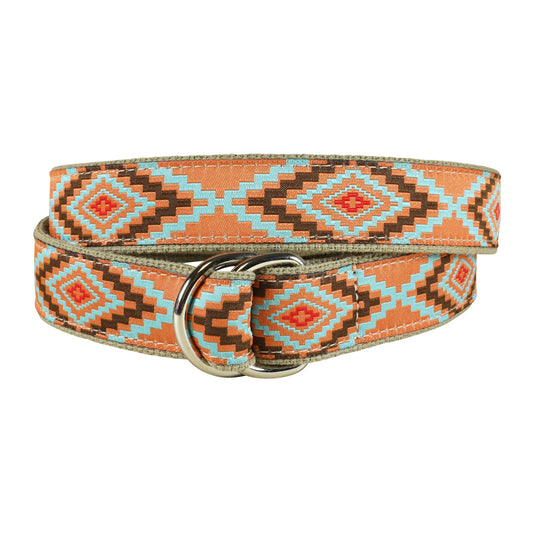 D-Ring Belt - Southwest Pattern - Burnt Orange