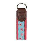 Key Fob – Starfish, Pink on Aqua Thumbnail