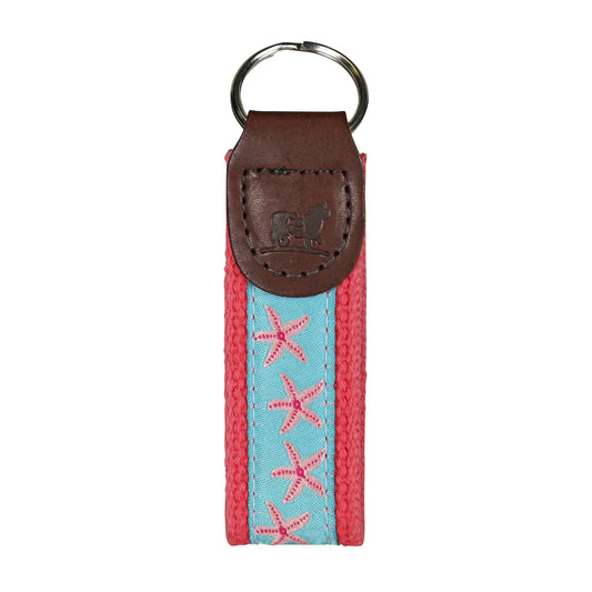 Key Fob – Starfish, Pink on Aqua