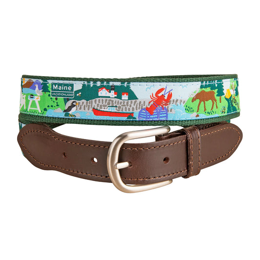 Leather Tab and Ribbon Belt - Vacationland
