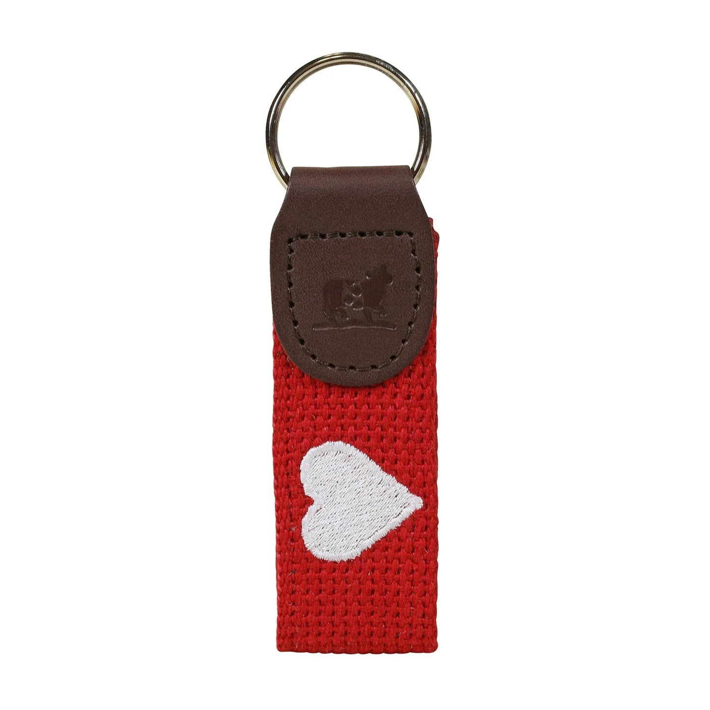 Key Fob – Valentines, White Heart on Red