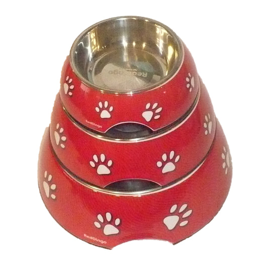 Stainless Steel Pawprint Dog Bowl