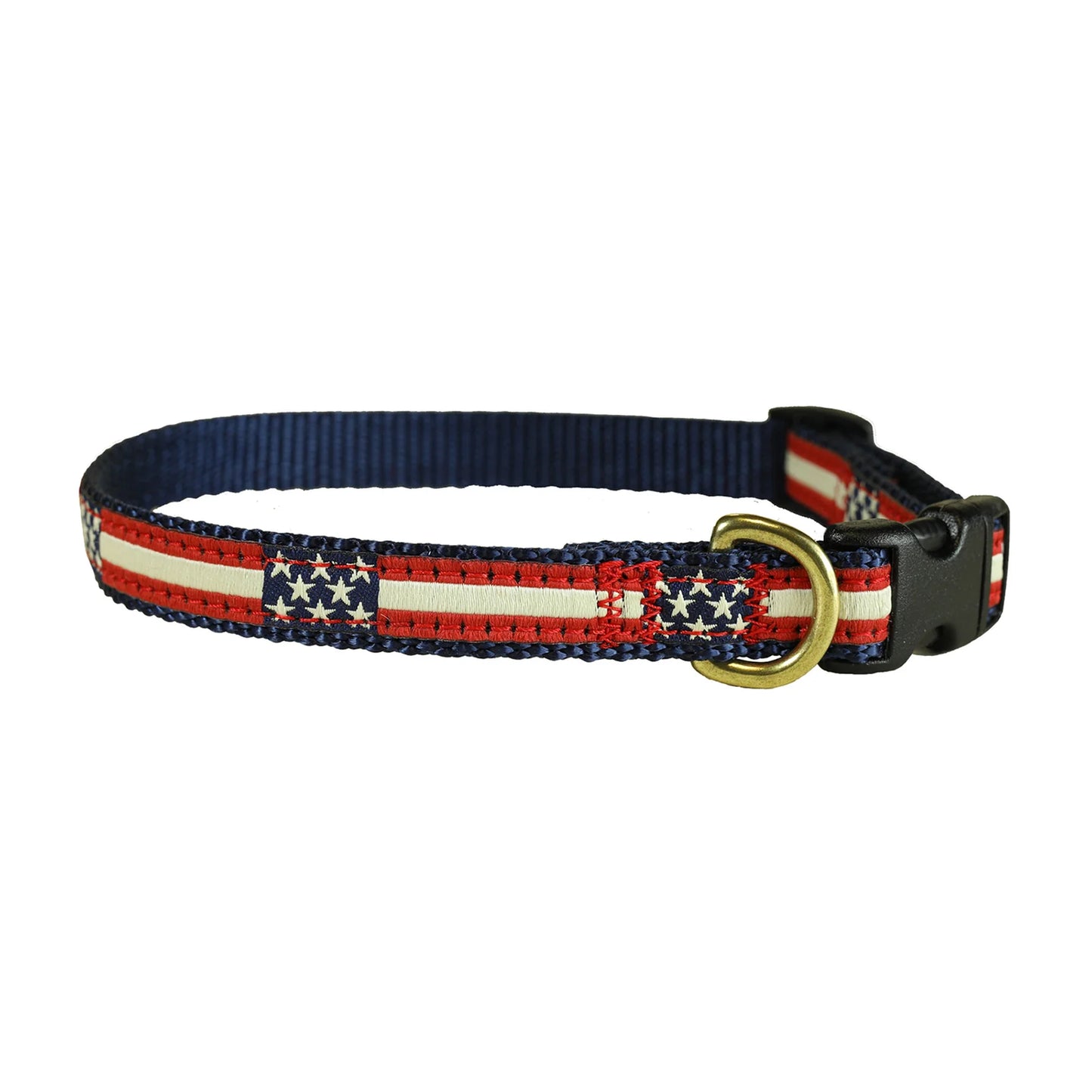 5/8” Ribbon Dog Collar – Retro US Flag
